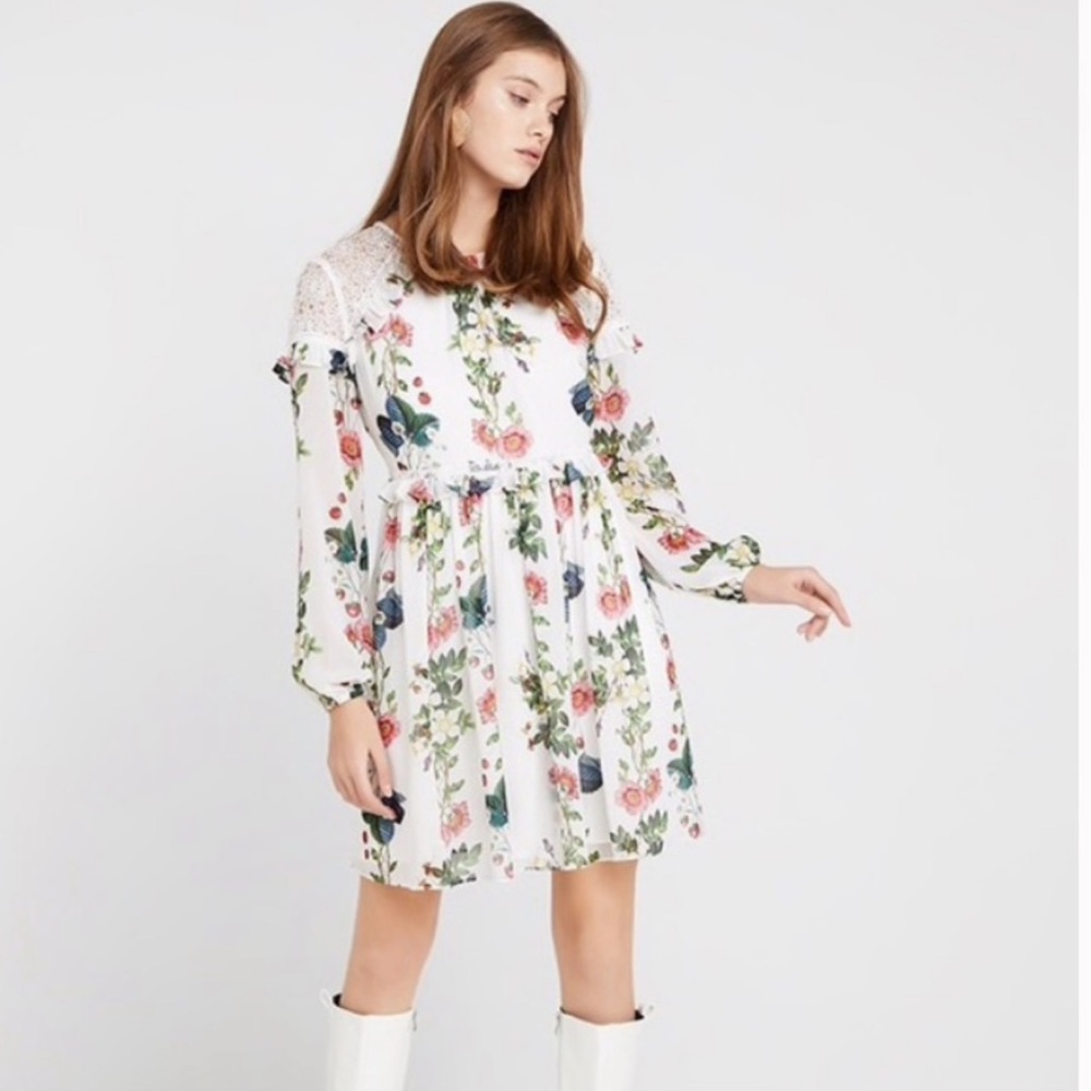 NWT Ted Baker London 3 Maryam Oracle Long Sleeve Flroal Dress